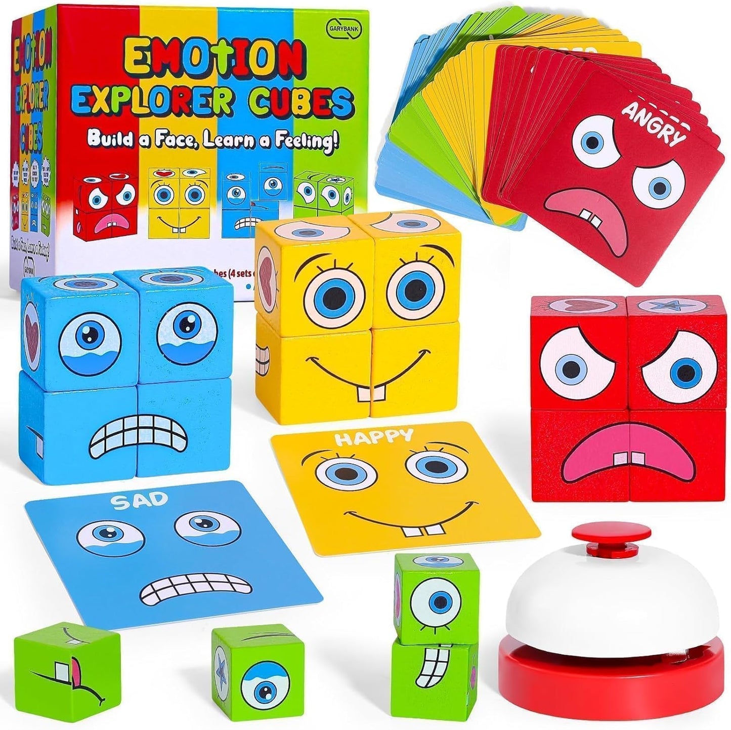 Feelings Cube Game for Kids Social Emotional Learning, W/56 Emotion Cards, Autism Speech Therapy Materials & Activities, School Counselor Office Must Haves, Feeling Toy for Kids