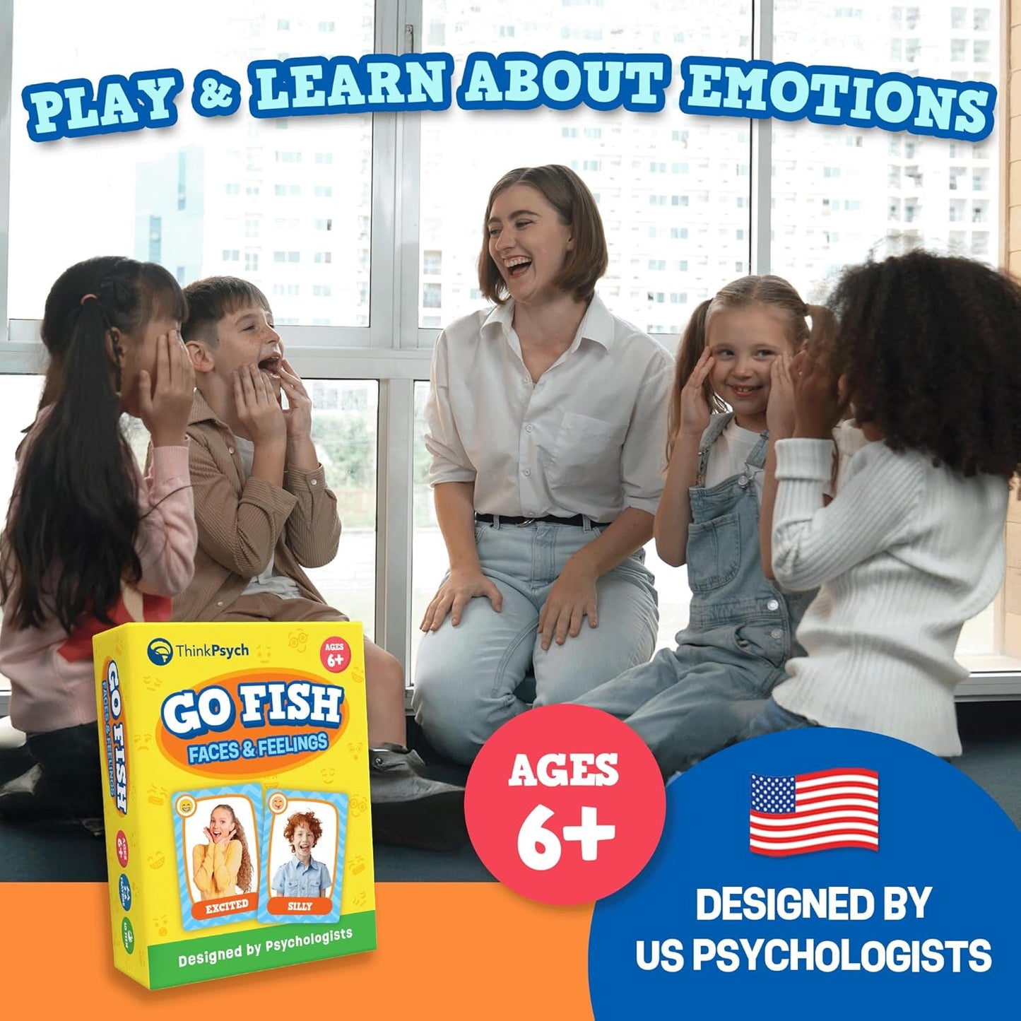 Go Fish – Faces & Feelings Card Game Social Emotional Learning Game for Kids Ages 6+ | Teaches Emotions through Play | 2-6 Players | Home, Therapy & Classroom Use