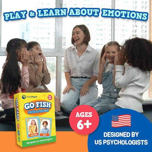 Go Fish – Faces & Feelings Card Game Social Emotional Learning Game for Kids Ages 6+ | Teaches Emotions through Play | 2-6 Players | Home, Therapy & Classroom Use