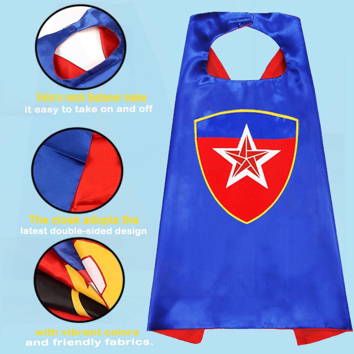Kids Superhero Capes Satin Cosplay Cape Dress up Cloak for Boys Girls Birthday Halloween Party Supplies(4 Pack)