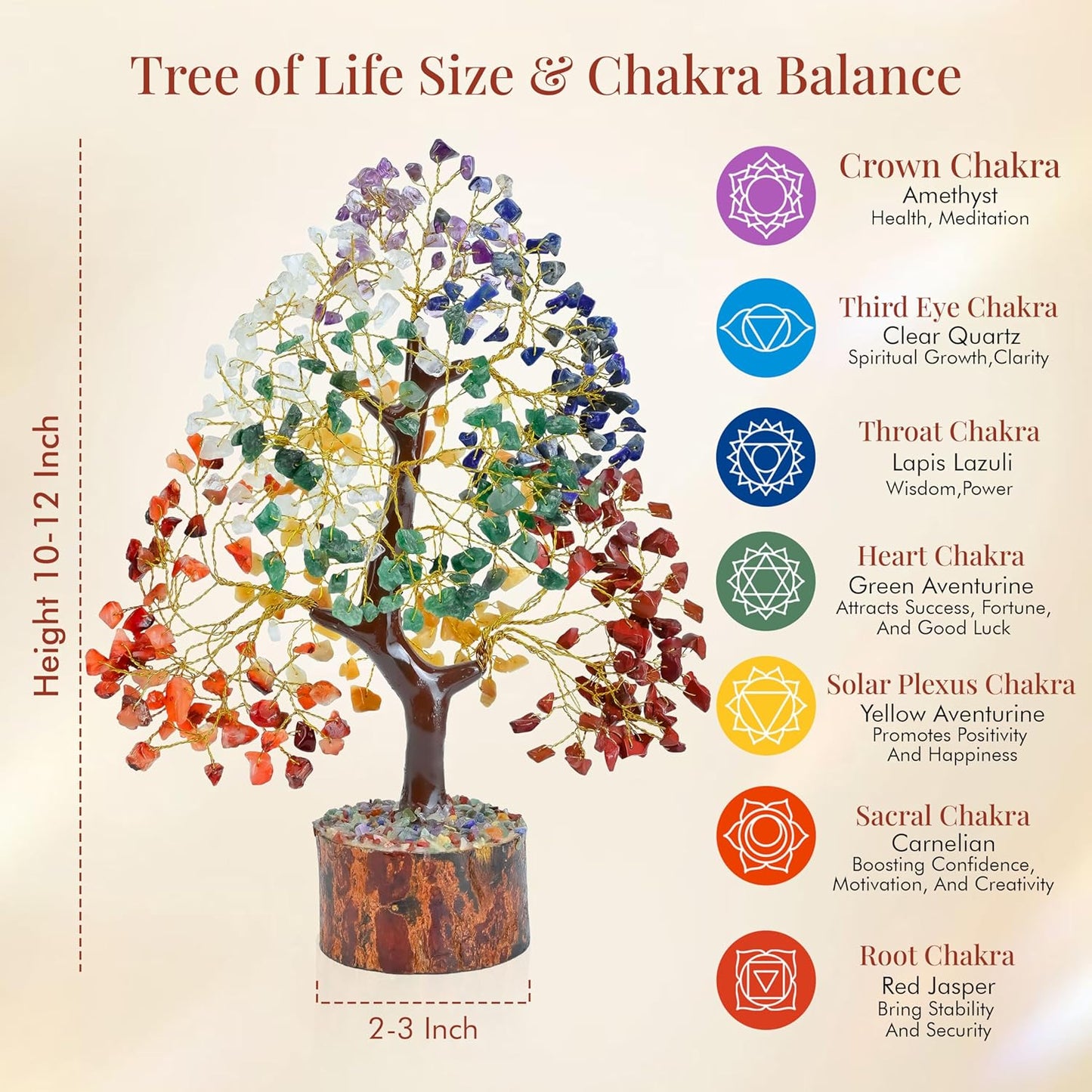 ® the Original 7 Chakra Crystal Tree of Life, Birthday Gifts for Women & Men | Healing Crystals, House Office Decor Tree - Sister, Gifts for Mom, Her House Warming Gift | Women Unique Gift Idea