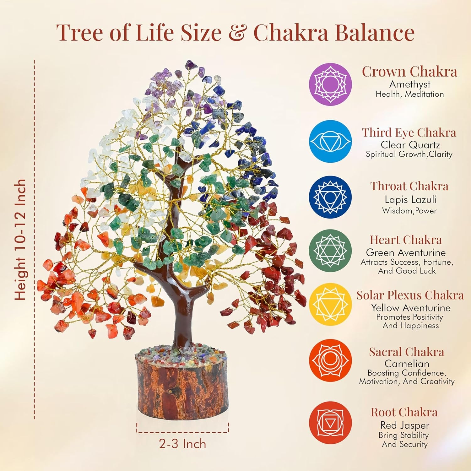 ® the Original 7 Chakra Crystal Tree of Life, Birthday Gifts for Women & Men | Healing Crystals, House Office Decor Tree - Sister, Gifts for Mom, Her House Warming Gift | Women Unique Gift Idea