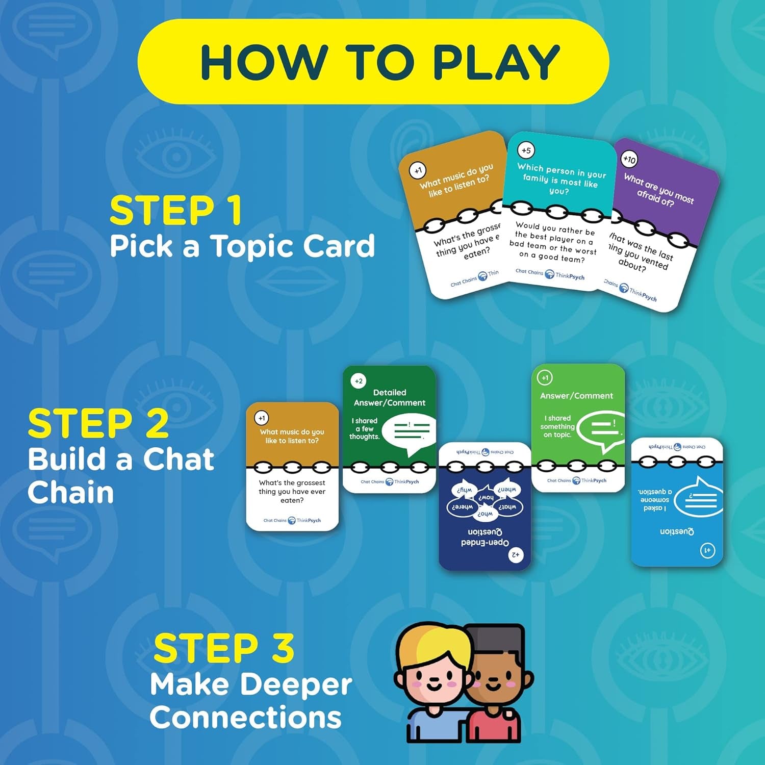 Chat Chains - the Game That Connects Us | Social Skills Games | Therapy Games for Teens and Kids | Ages 8-99 | Therapy Conversation Cards | 15 Mins Playtime