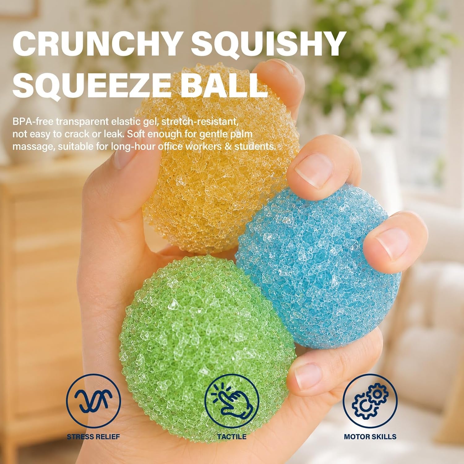 Crunchy Squishy Stress Ball, 2026 New Ice Skin Fidget Sensory Toy, Waxberry Moldable Crunchy Stress Balls, Slushy Squeeze Ball for Stress Relief (Red)