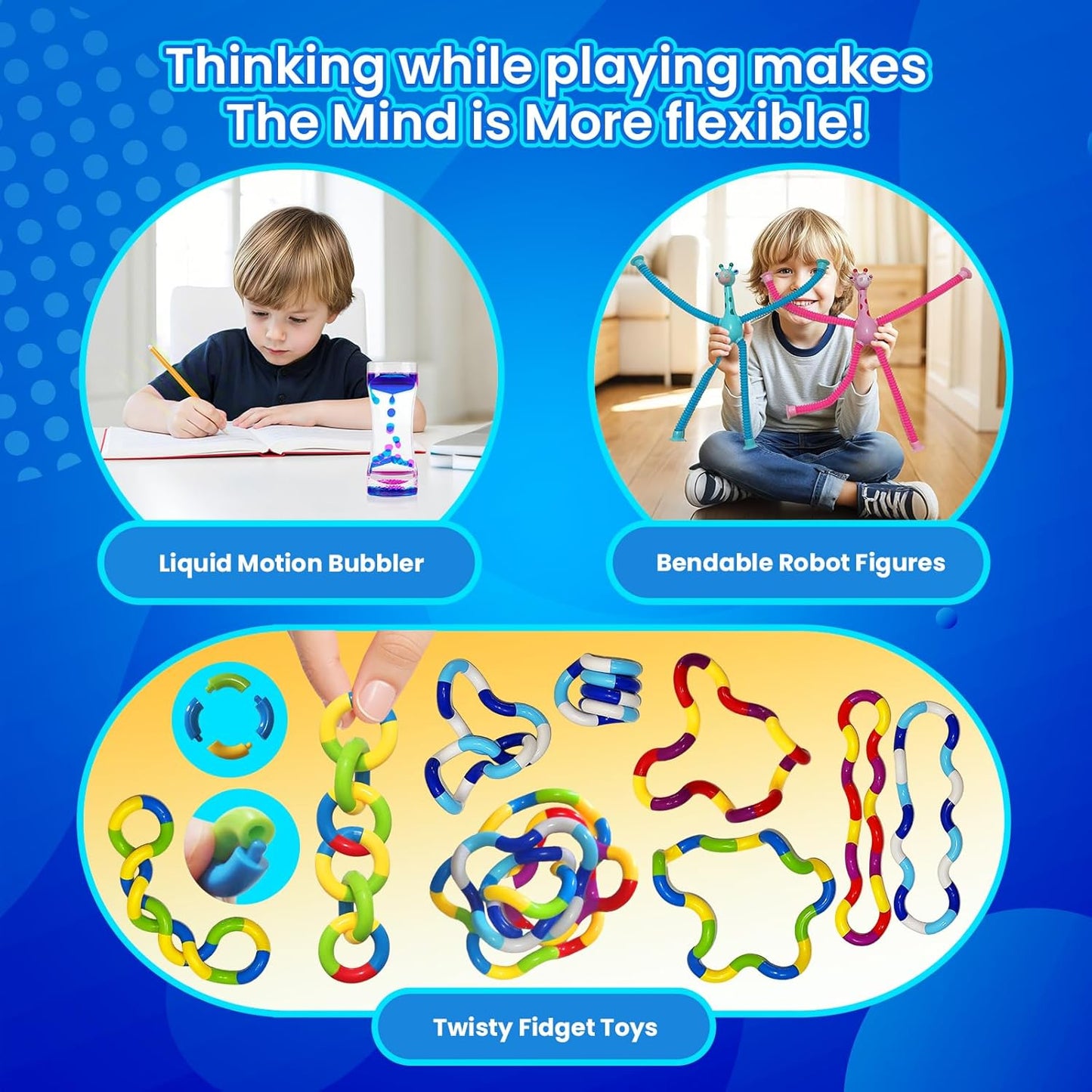 Sensory Toys 25 Pack with Visual Auditory Tactile Fidget Toys for Kids Adults Autism ADHD, Focus Calming Set for Classroom Calm down Corner Office Desk, Travel Party Favors Gifts