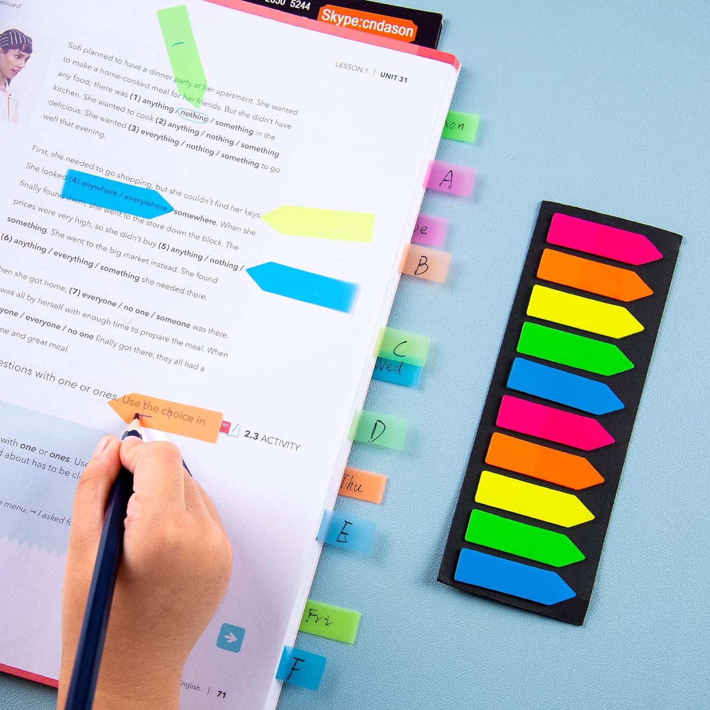 Fluorescent Translucent Sticky Note Flags, 1200 Pcs Total, Pack of 10 Color Tabs, Arrow Index Tabs, Page Flag Markers