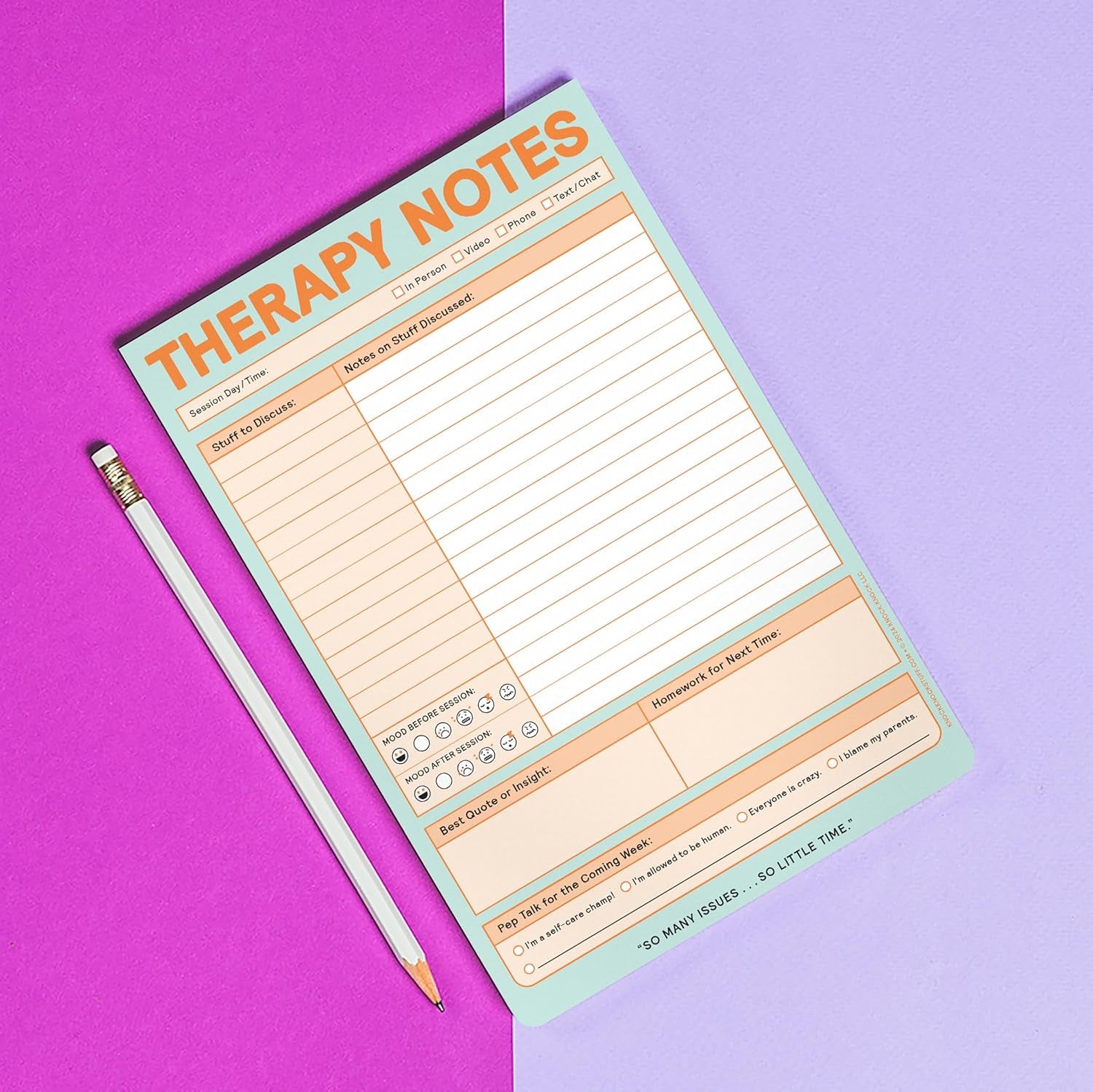 Therapy Notes Pad: Record Stuff to Discuss in Therapy + Session Notes & Discussion, 6 X 9-Inches, 12645