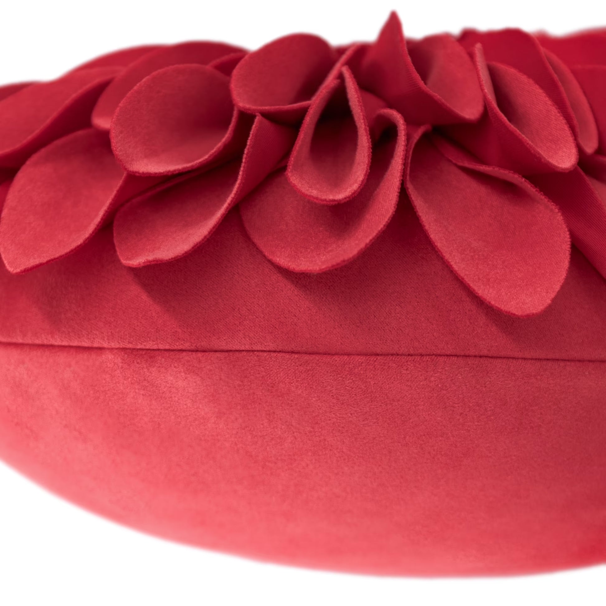 Decorative round Suede Flower Throw Pillows with Insert for Bed Sofa 14 Inch Orange Red