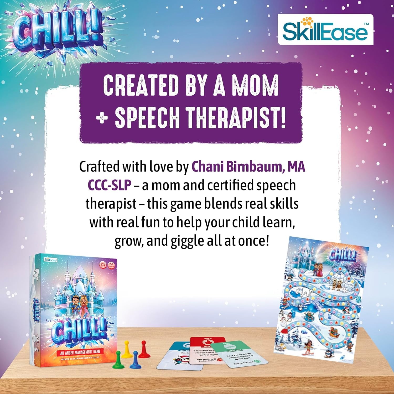 CHILL Anger Management for Kids, Ages 5-9, Therapy Games, Social Emotional Learning, Fun Social Skills Board Game for Therapists & Families