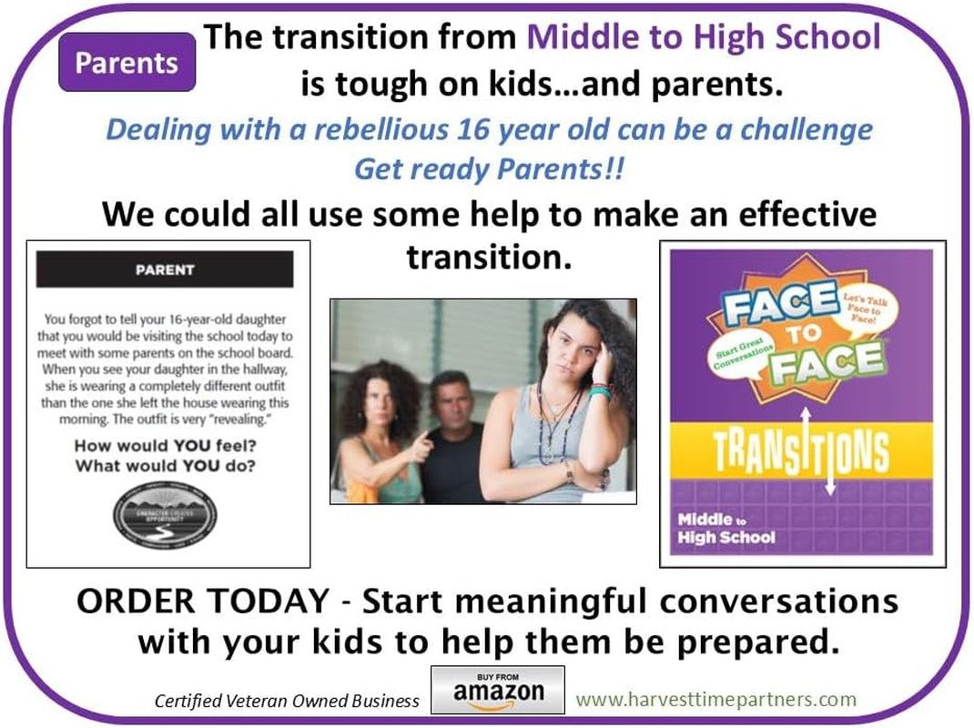 Face to Face Transitions - Middle School to High School Conversation Game, Conversation Starters for Students, Parents, and Teachers, 96 Scenario Cards, Ages 13+