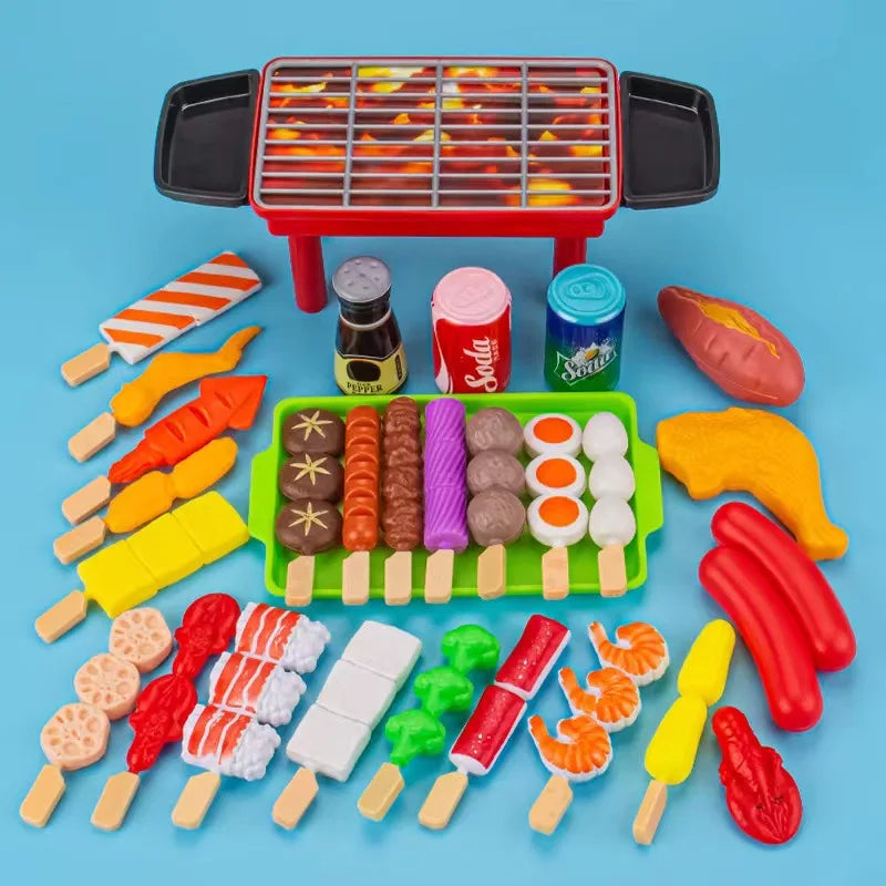 Baby Pretend Play Kitchen Kids Toys Simulation Barbecue Cookware Cooking Food Role Play Educational Gift Toys for Children