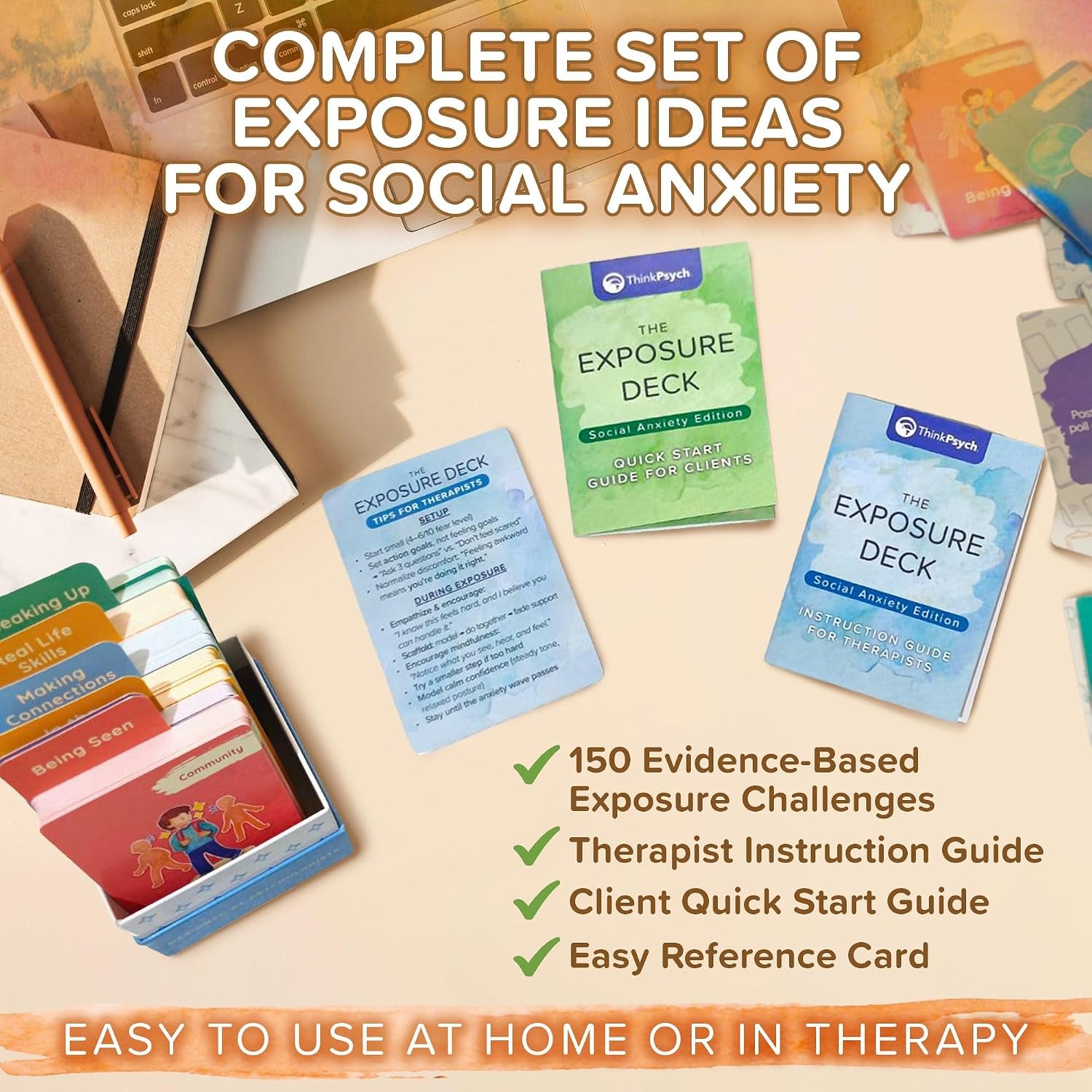 The Exposure Deck: Social Anxiety Edition | 150 CBT Challenge Cards for Kids, Teens & Adults | Therapy Tool for Social Anxiety, CBT, and Exposure Practice