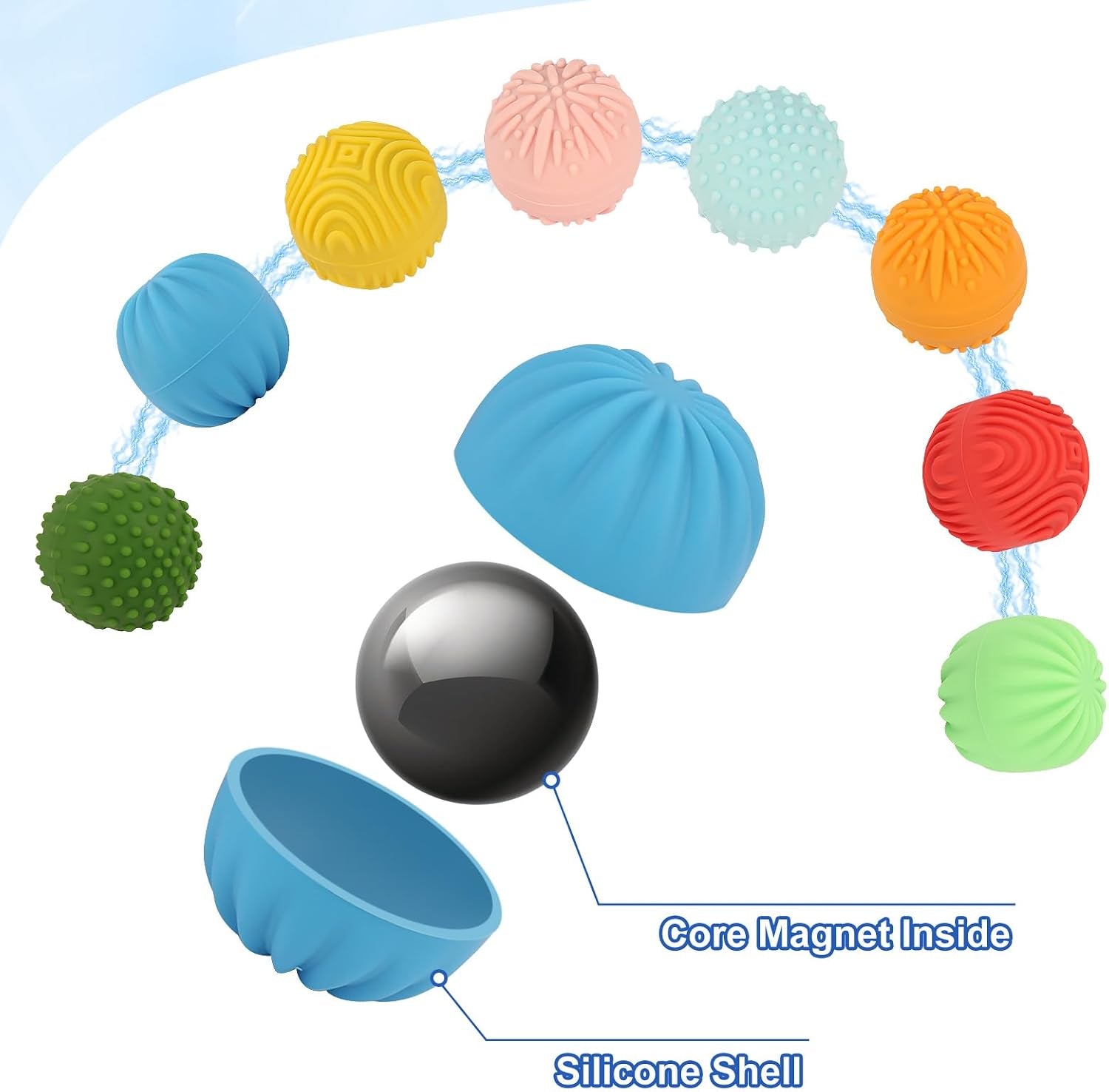 Silicone Magnetic Balls，Fidget Toys，Gift for Teenage , Fun Textures Magnetic Balls Gift Fo Novelty Toy for Kids or Adults(8Pcs)