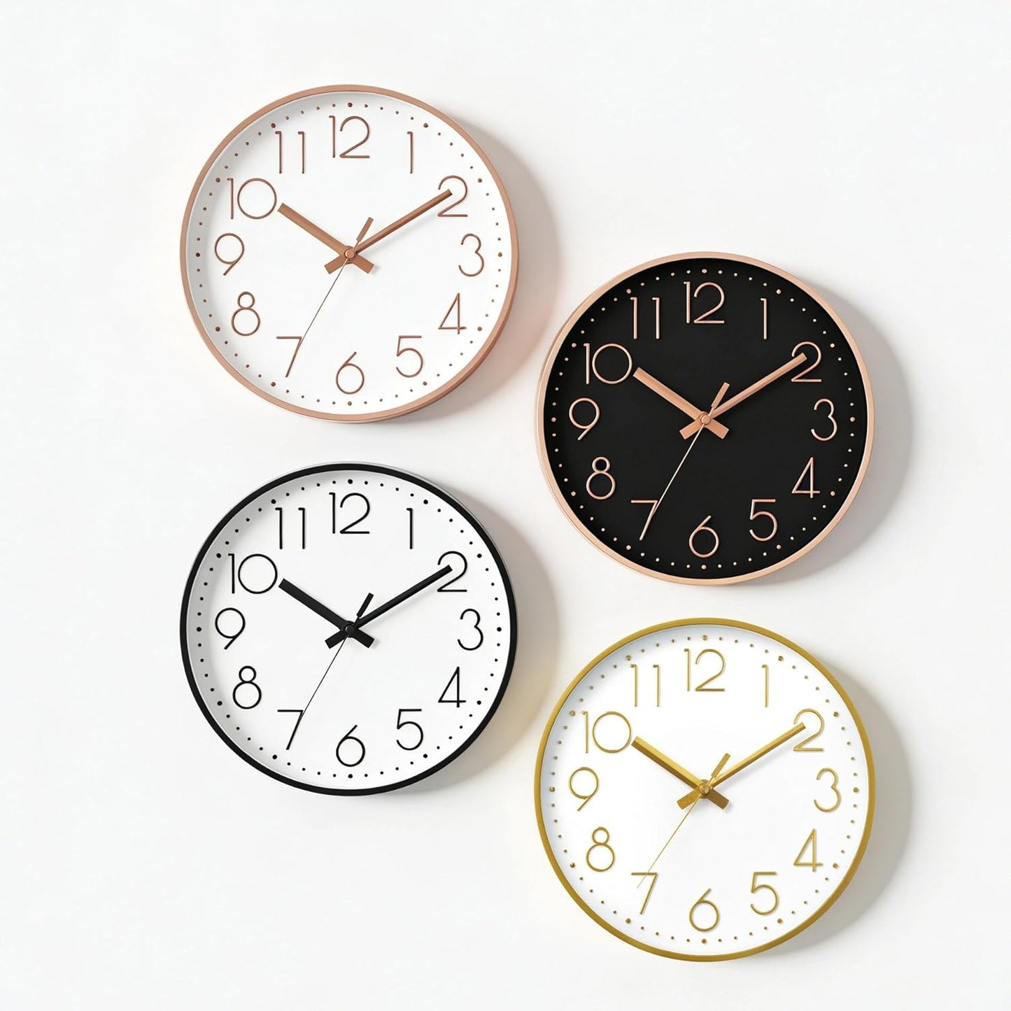 Wall Clock - 8 Inch Silent Non-Ticking Modern 3D Wall Clocks Battery Operated - Decorative Clock for Kitchen, Home Office, Bathroom, Bedroom(Rose Gold)