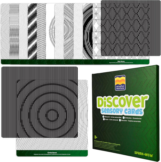 Mindful Motions Sensory Cards, Discover, 12 Dynamic Patterns and 2 Sliders | Screen-Free Visual Sensory Toys