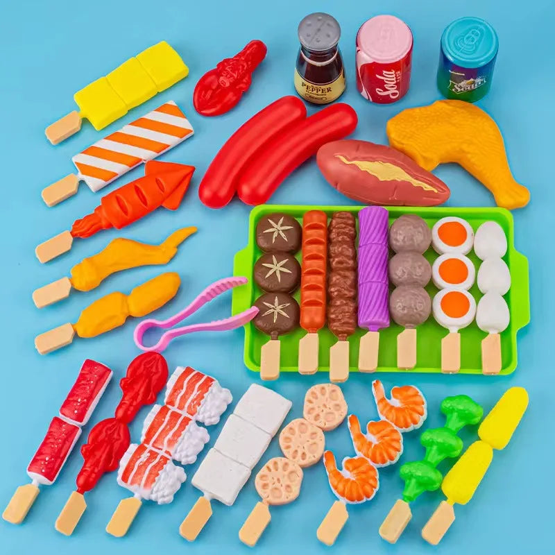 Baby Pretend Play Kitchen Kids Toys Simulation Barbecue Cookware Cooking Food Role Play Educational Gift Toys for Children
