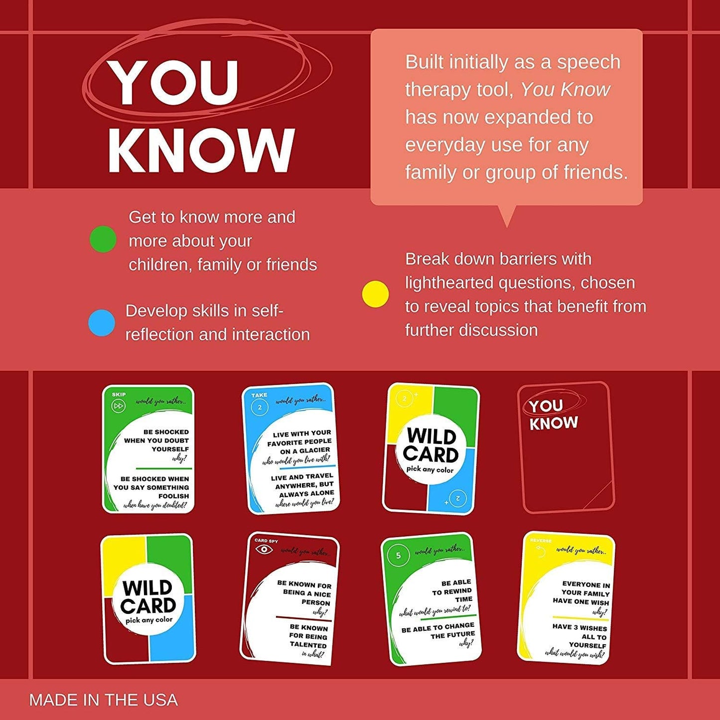 You Know Social Skills Games and Therapy Games, a Fun Game That Opens Communication and Encourages Meaningful Conversations to Establish Relationships