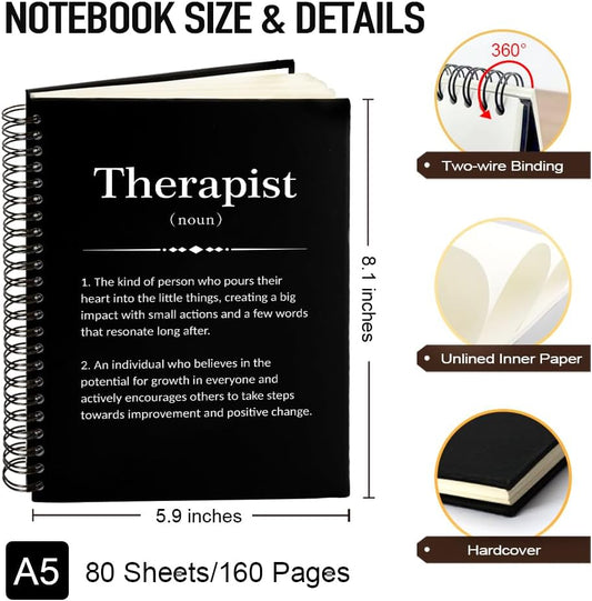 Therapist Definition 160 Blank Pages Hardcover Spiral Notebook, Thank You Gift for Mental Health Therapist, Psychiatric Nurse Graduation Gift, Therapy Appreciation Gift, Therapist Gift Idea