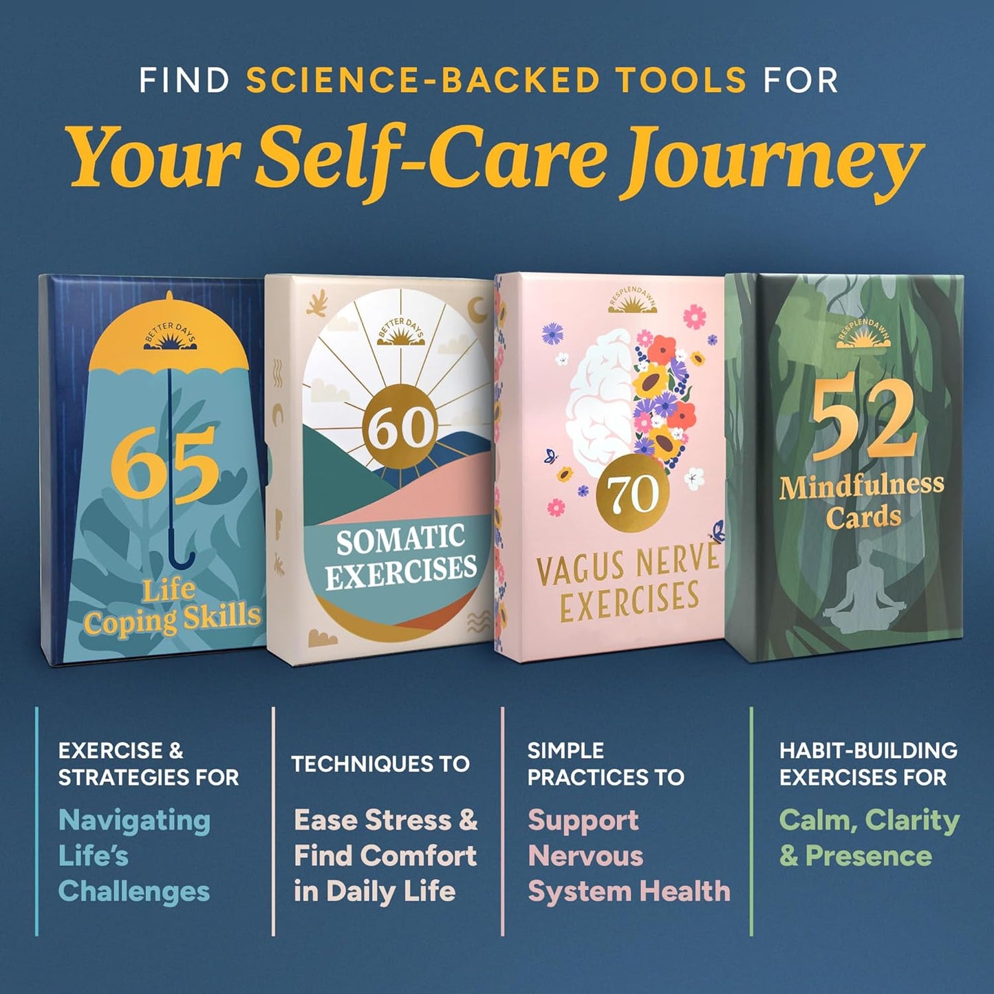 Coping Cards – 65 Skills & Exercises to Cope with Stress, Anxiety, & Anger – 3.5” X 5” Therapy Flashcards with Affirmations and Guidebook – Nurture Emotional Resilience & Mental Health