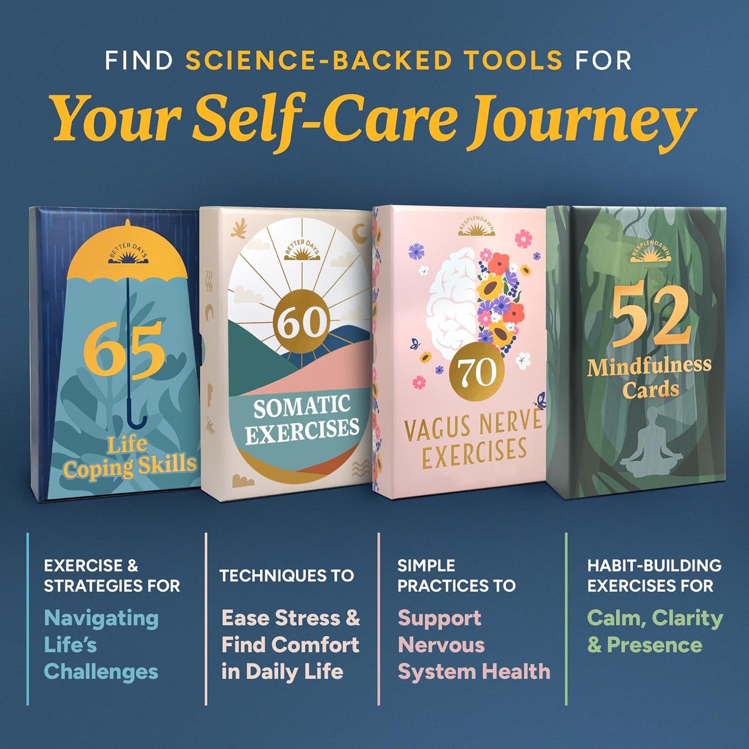 Coping Cards – 65 Skills & Exercises to Cope with Stress, Anxiety, & Anger – 3.5” X 5” Therapy Flashcards with Affirmations and Guidebook – Nurture Emotional Resilience & Mental Health