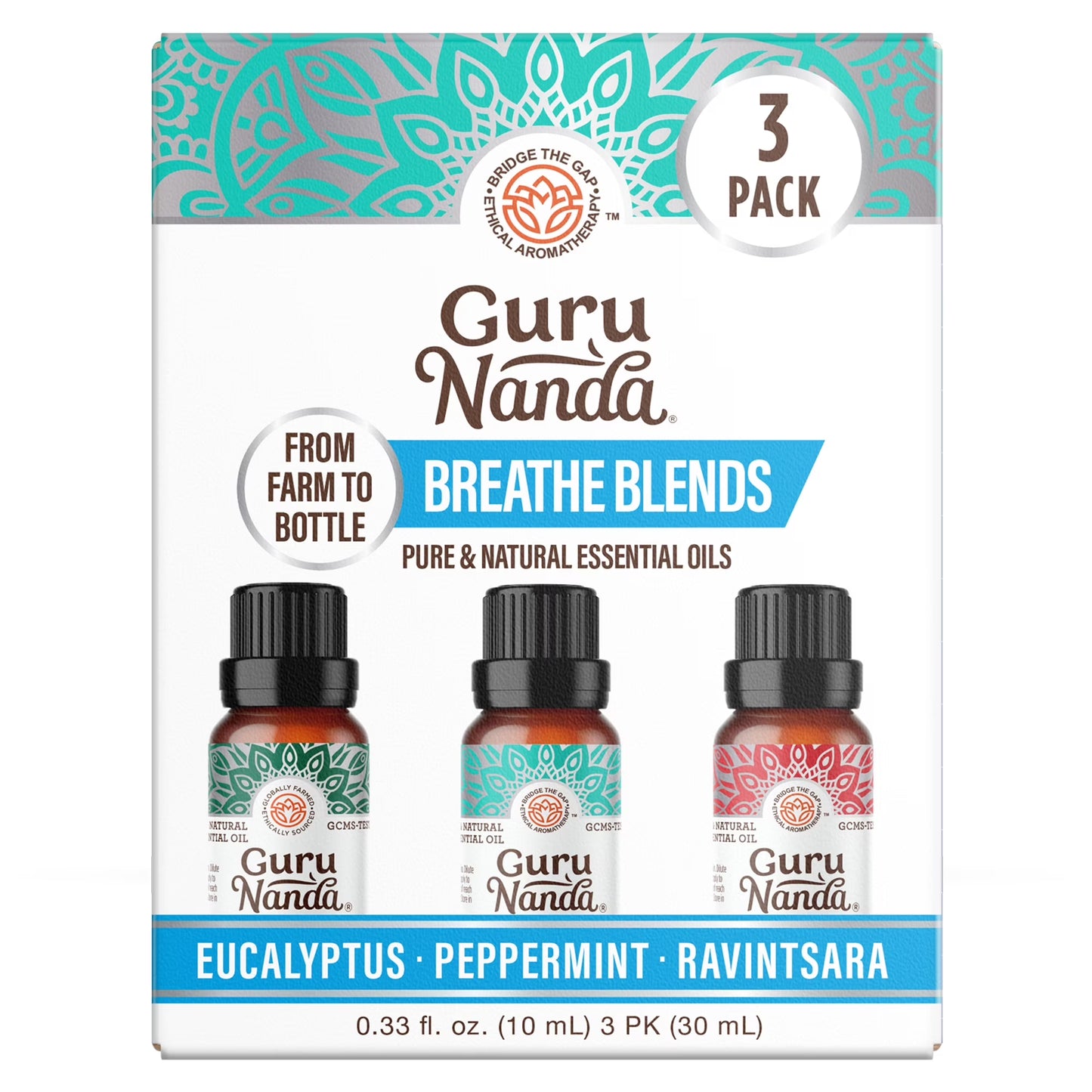 Breathe Essential Oil Blends for Congestion, Sinus & Aromatherapy - Set of 3