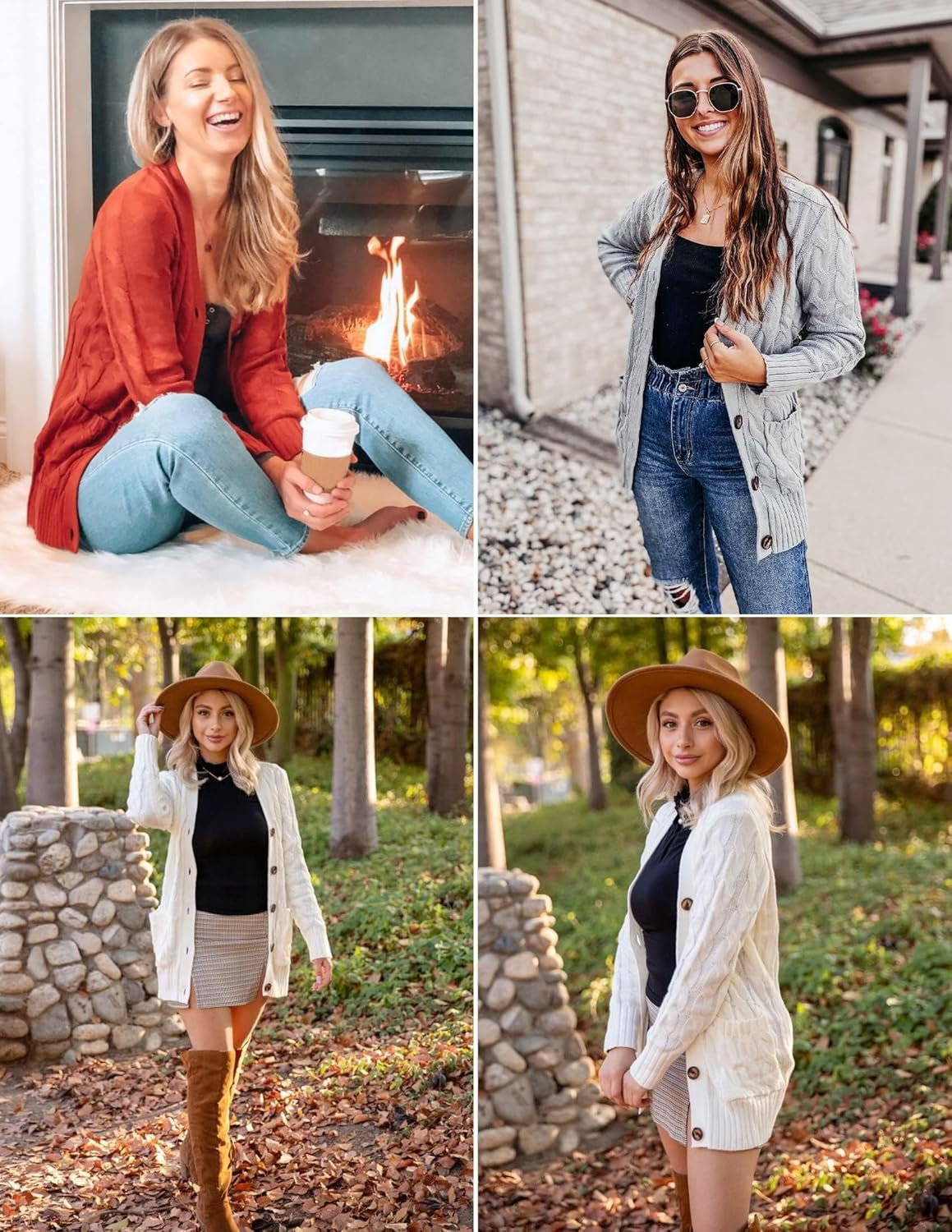 Women'S Cardigan Sweaters 2026 Spring Button down Open Front Cable Knit Casual Trendy Clothing Outerwear