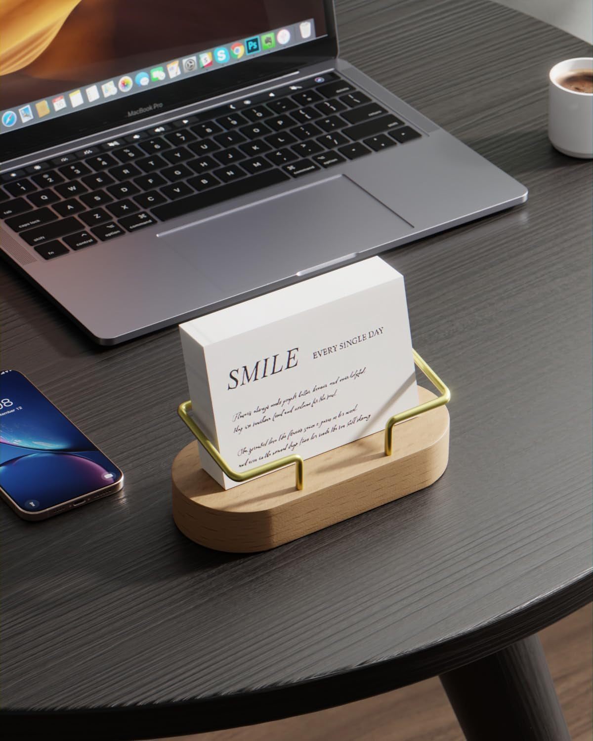 Wood Business Card Holder Desk, Creative Wooden Business Card Display Stand, Office Essentials, Minimalist Office Decor (Walnut 1Pack)