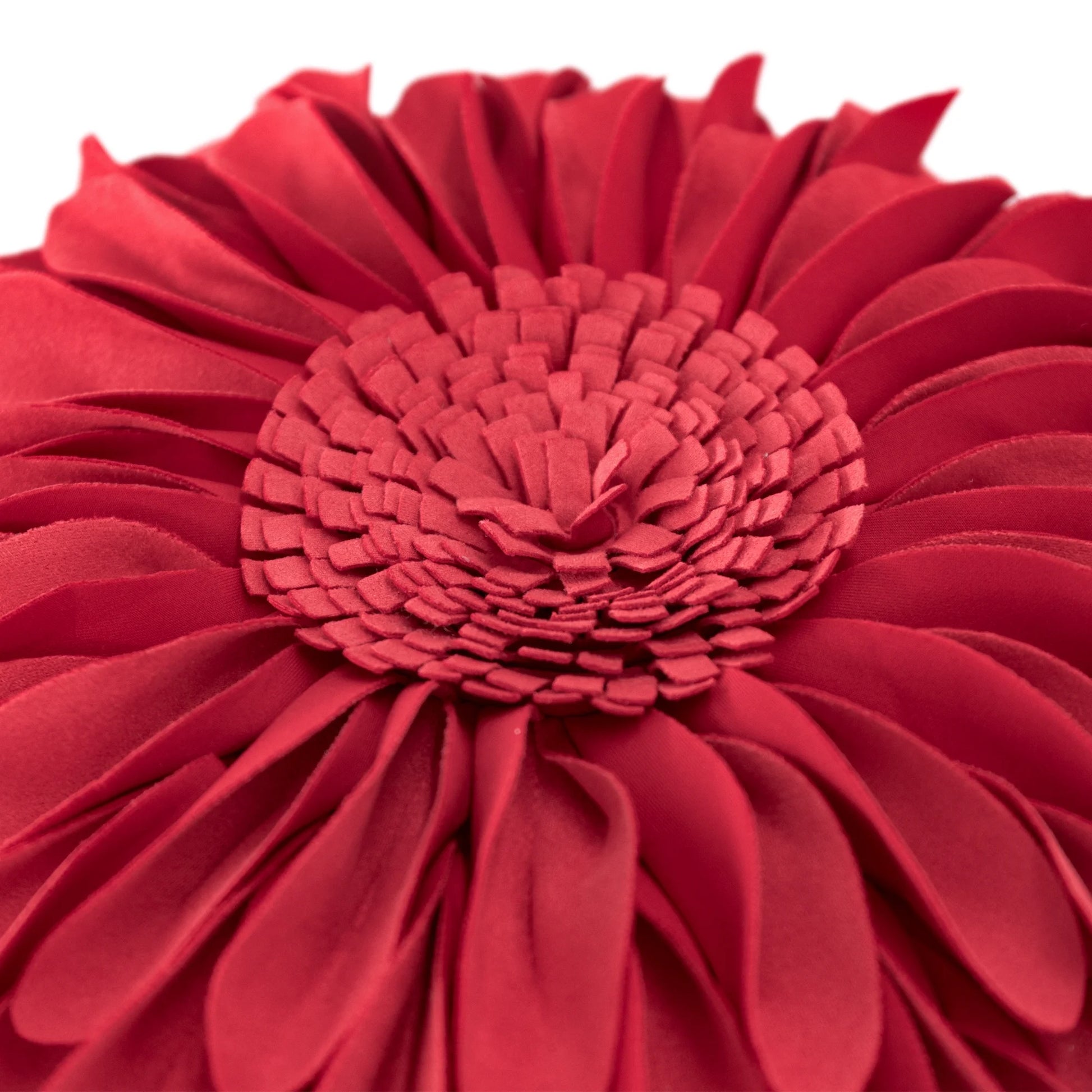 Decorative round Suede Flower Throw Pillows with Insert for Bed Sofa 14 Inch Orange Red