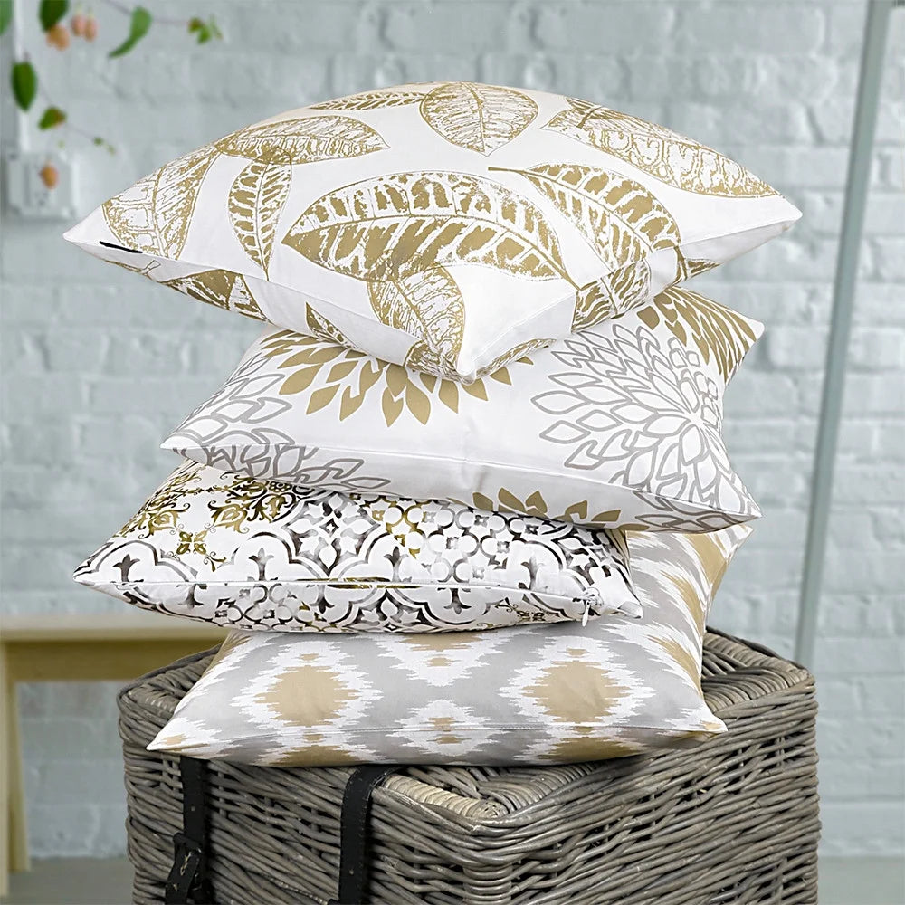 New Living Series Double-Sided Design Decorative Throw Pillow Cover, 18" X 18", Brown, 4 Pack