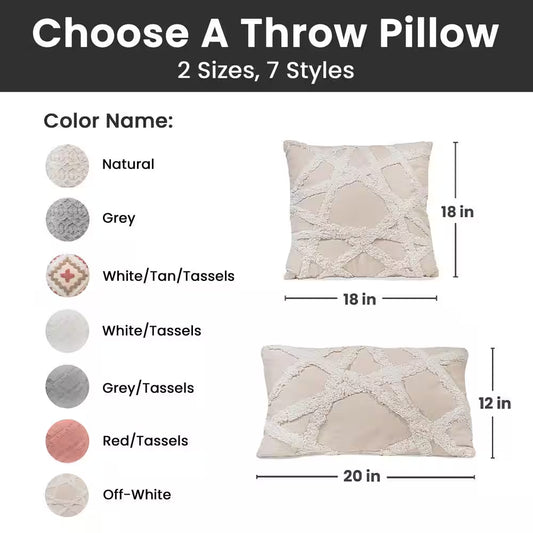 Macrame Natural 20 In. X 12 In. Outdoor Throw Pillow