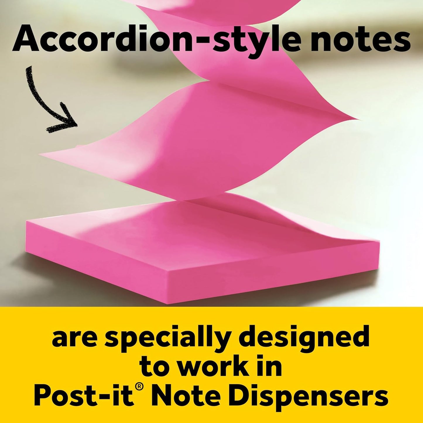 Dispenser, Sticky Note Holder, White Cat Design, Includes 45 Pop-Up Sheets of 3 in X 3 in Pink, Sticky Notes Holder for Desk, Classroom or Office Supplies
