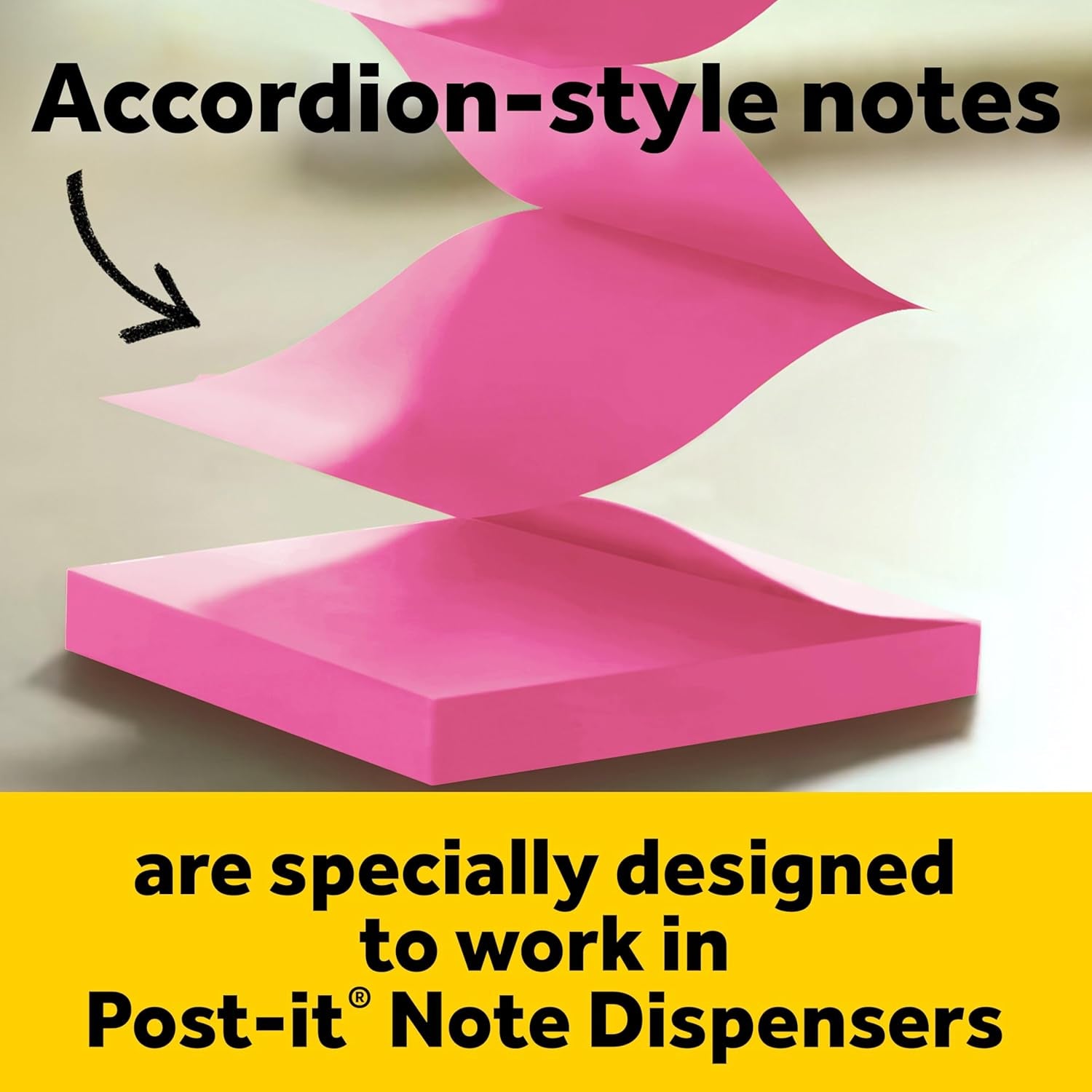 Dispenser, Sticky Note Holder, White Cat Design, Includes 45 Pop-Up Sheets of 3 in X 3 in Pink, Sticky Notes Holder for Desk, Classroom or Office Supplies