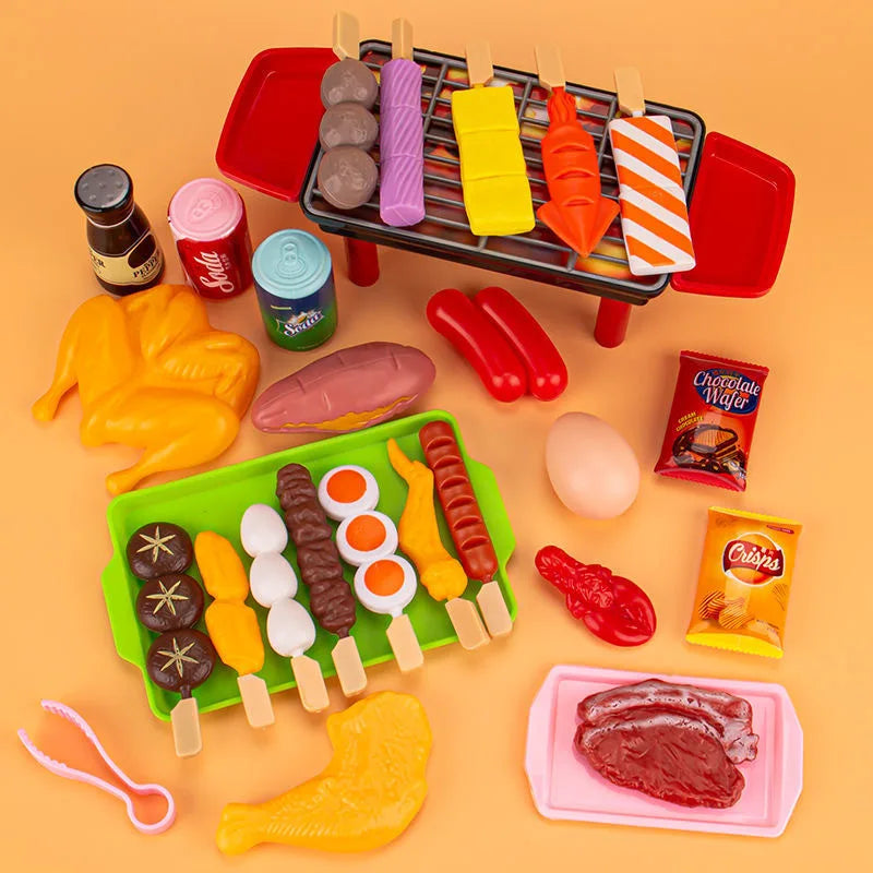 Baby Pretend Play Kitchen Kids Toys Simulation Barbecue Cookware Cooking Food Role Play Educational Gift Toys for Children