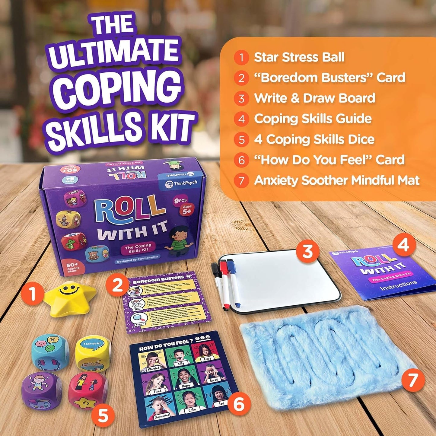 Roll with It | CBT Coping Skills Kit | Emotional Regulation Tools for Kids | Anger Management & Social Emotional Learning | Anxiety Relief | Ages 5+ | Play Therapy Toys for Counselors