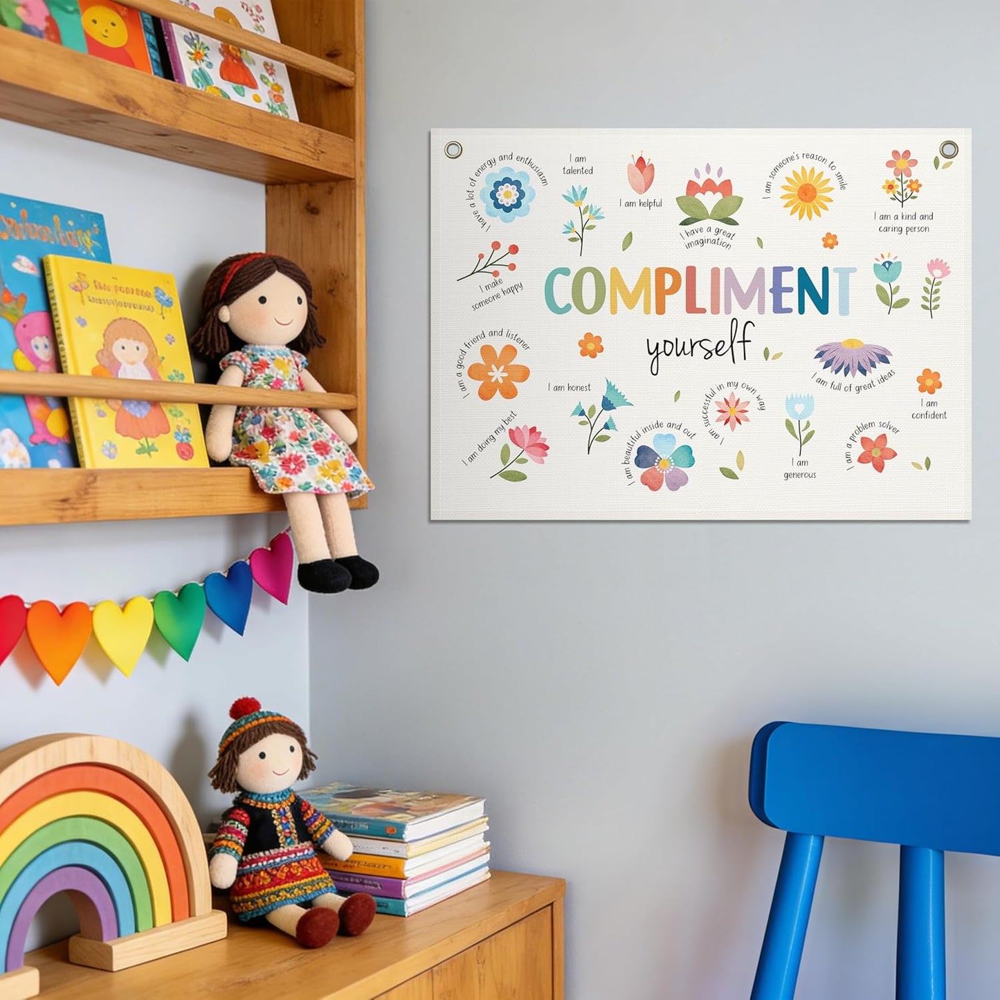 Mental Health Office Decor, Positive Affirmations Posters, Motivational Wall Decor, Therapy Office Decor Banner, Inspirational Wall Art for Compliment Yourself, 30X20 Inch