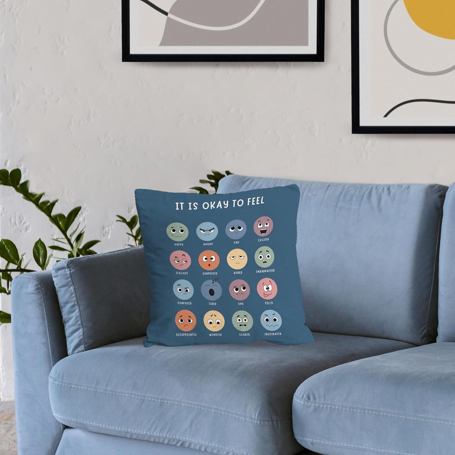 Counseling Office Must Haves Pillow Cover, Calming Corner, Mental Health Pillowcase Decor for Home Kids,Mental Health Counselor Gifts, Calming Corner Pillow Covers 18X18 Army Blue