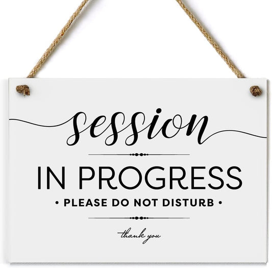5X7 Inch Session in Progress Do Not Disturb Sign ~ Exclusive Value Series with Elegant Designer Graphics ~ Ready to Hang (White)