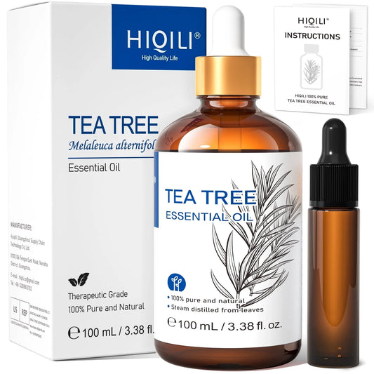 Tea Tree Essential Oil, 100% Pure Natural, 100Ml for Hair Scalp Nail Care Massage