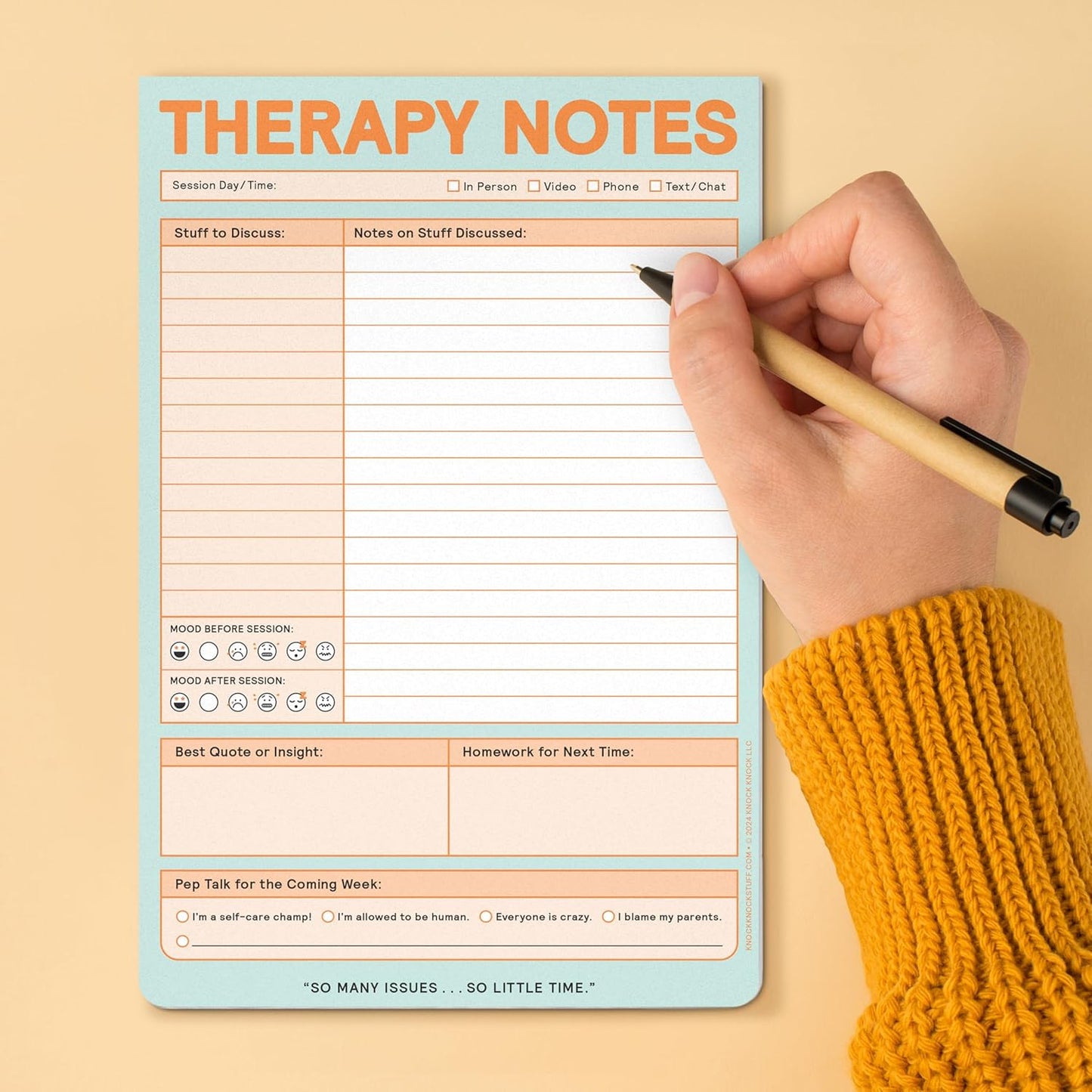 Therapy Notes Pad: Record Stuff to Discuss in Therapy + Session Notes & Discussion, 6 X 9-Inches, 12645