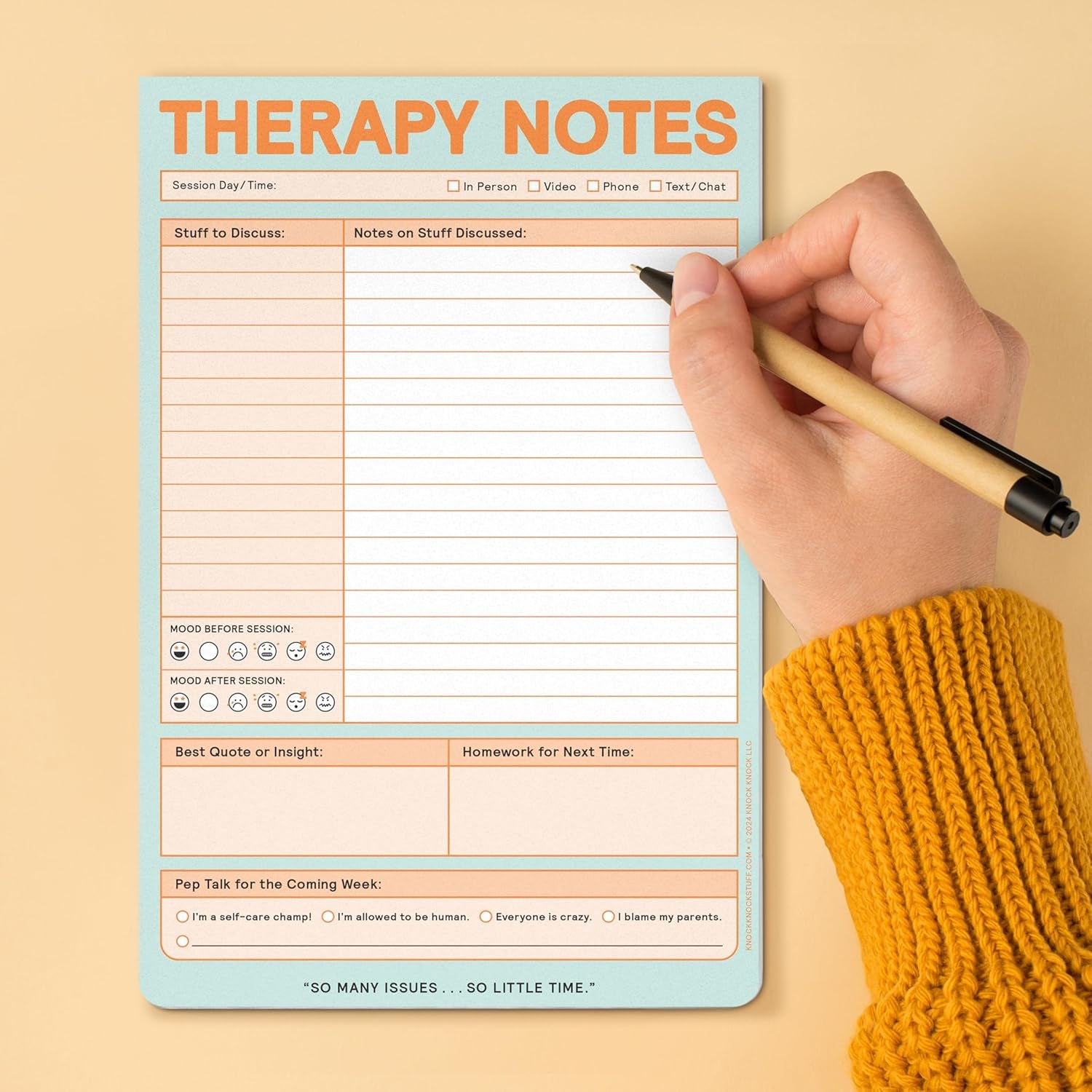 Therapy Notes Pad: Record Stuff to Discuss in Therapy + Session Notes & Discussion, 6 X 9-Inches, 12645