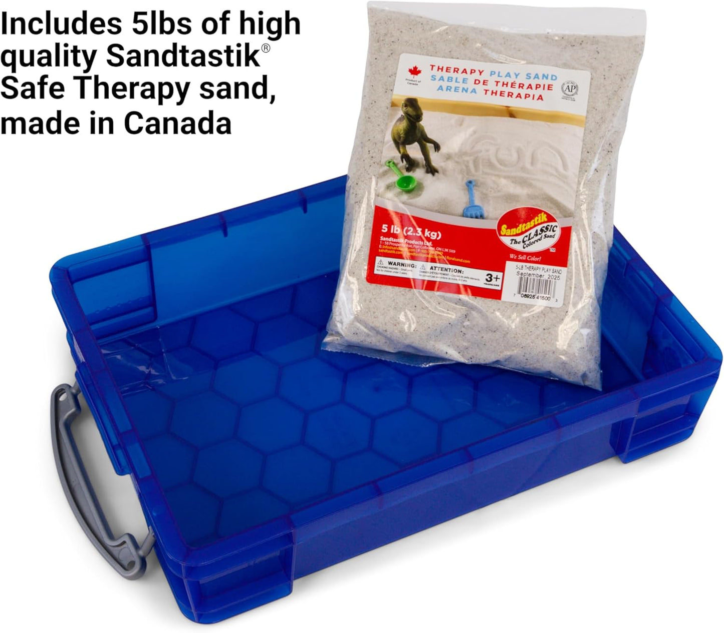 Play Therapy Supply Basic Portable Sand Tray Starter Kit with Tray, Sand, and 150+ Miniatures