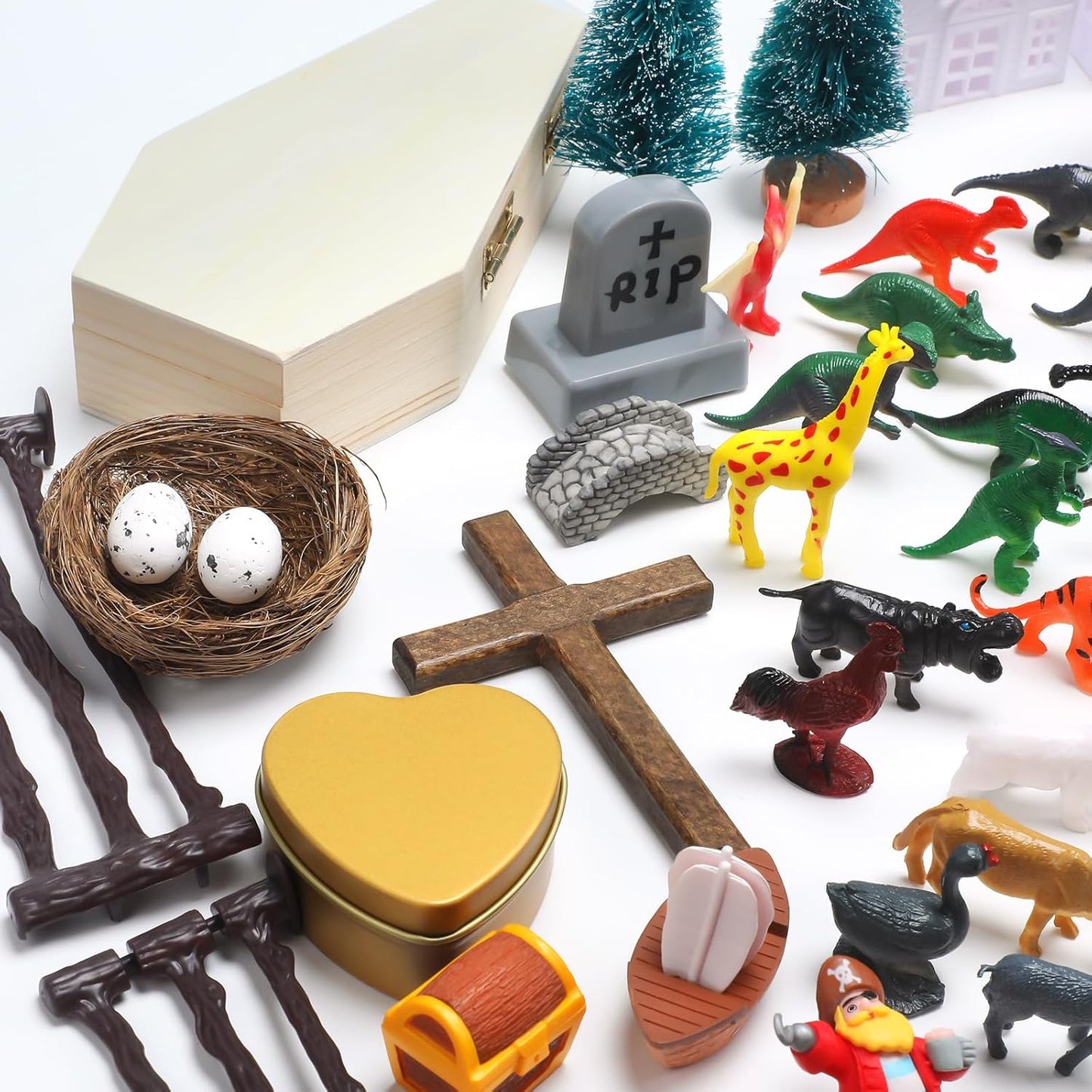 Sand Tray Starter Kit Sandtray Play Basic Portable Therapy Kit Includes 123 Miniatures Religion Nature Fantasy and Many Other Themes Suitable for Psychological Therapy and Sandbox Games