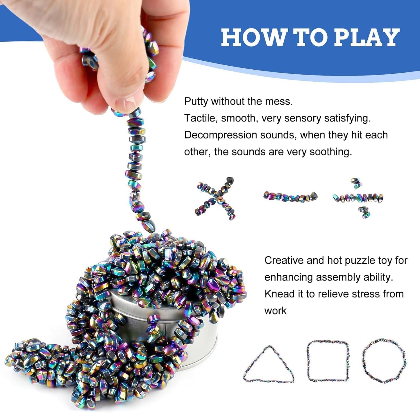 550Pcs Putty, Fidget Toys, Fidget Toys Adults ，Sensory Toys，Adults Gifts,Desk Fidgets Toys for Office Stress/Anxiety Relief (550 Pcs(Colour))