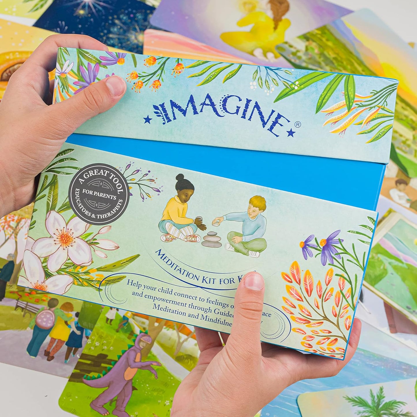Meditation Kit for Kids - Award-Winning Mindfulness Kit of XL Cards with Calming Guided Meditations for Empowerment, Focus and Relaxation. Great for Parents, Teachers and Therapists.