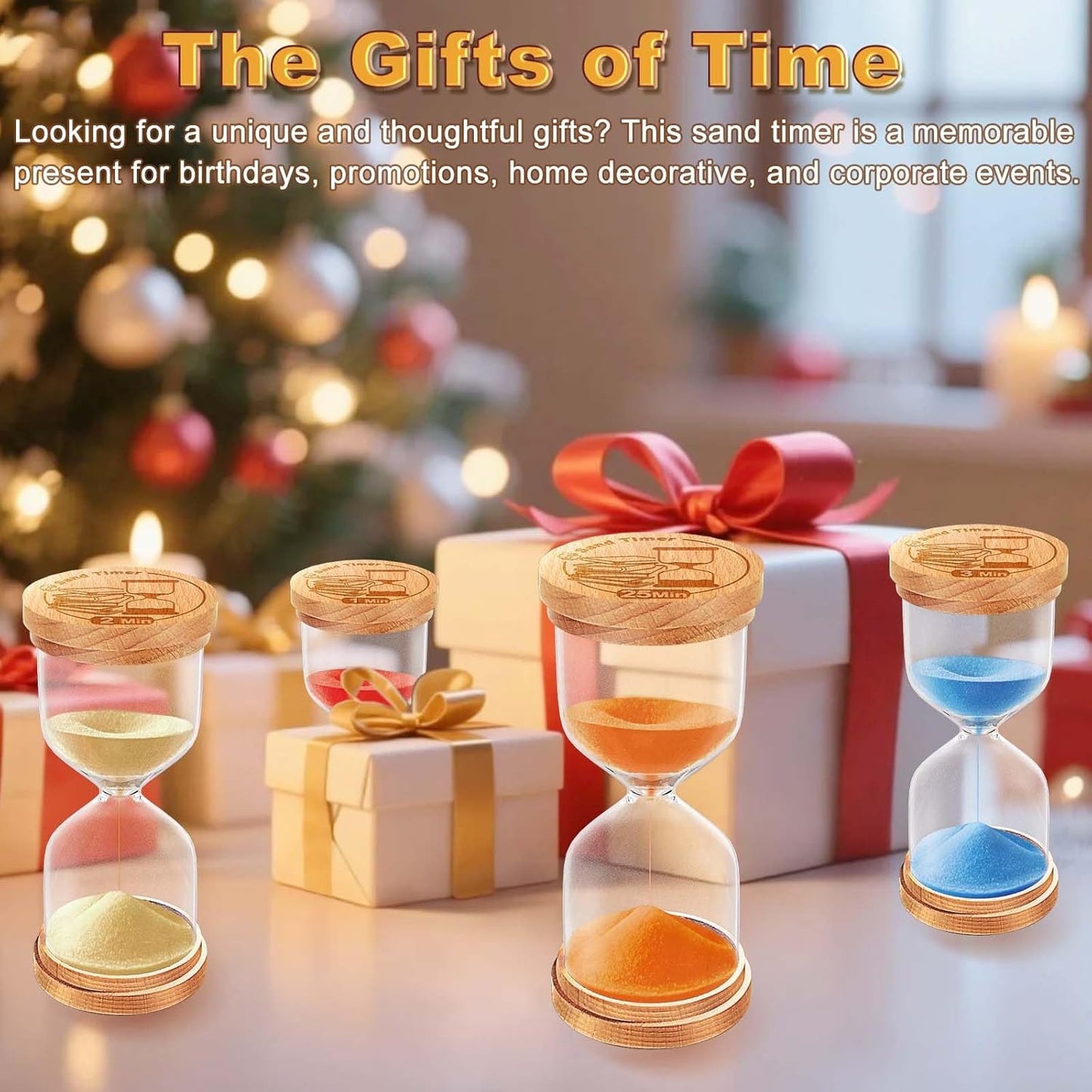60 Minute Wooden Sand Timer, Hourglass Orange Small Sand Clock Reloj De Arena for Desk Decor Kitchen Classroom Office Study Home Decoration
