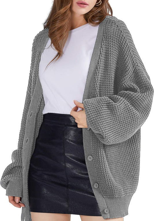 Cardigan Sweaters for Women 100% Cotton Button-Down Oversized Knit Outerwear Fall Tops for Women 2026