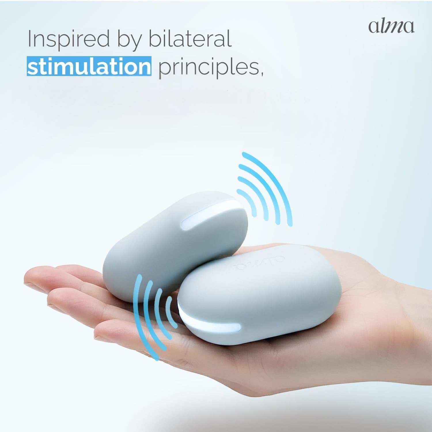 EMDR Tappers by Alma – Bilateral Stimulation Devices & EMDR Equipment | for Therapists & Self-Emdr at Home · IPX7 Waterproof · Soft Silicone · EMDR Ebook + Protocol · up to 3H Battery · Wireless