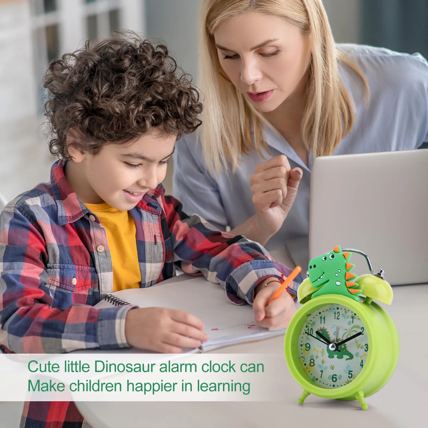 Kids Alarm Clock Cute Dinosaur Unicorn Desk Clock Double Bell Clock with Backlight Alarm Clock for Children Sleep Trainier Gifts
