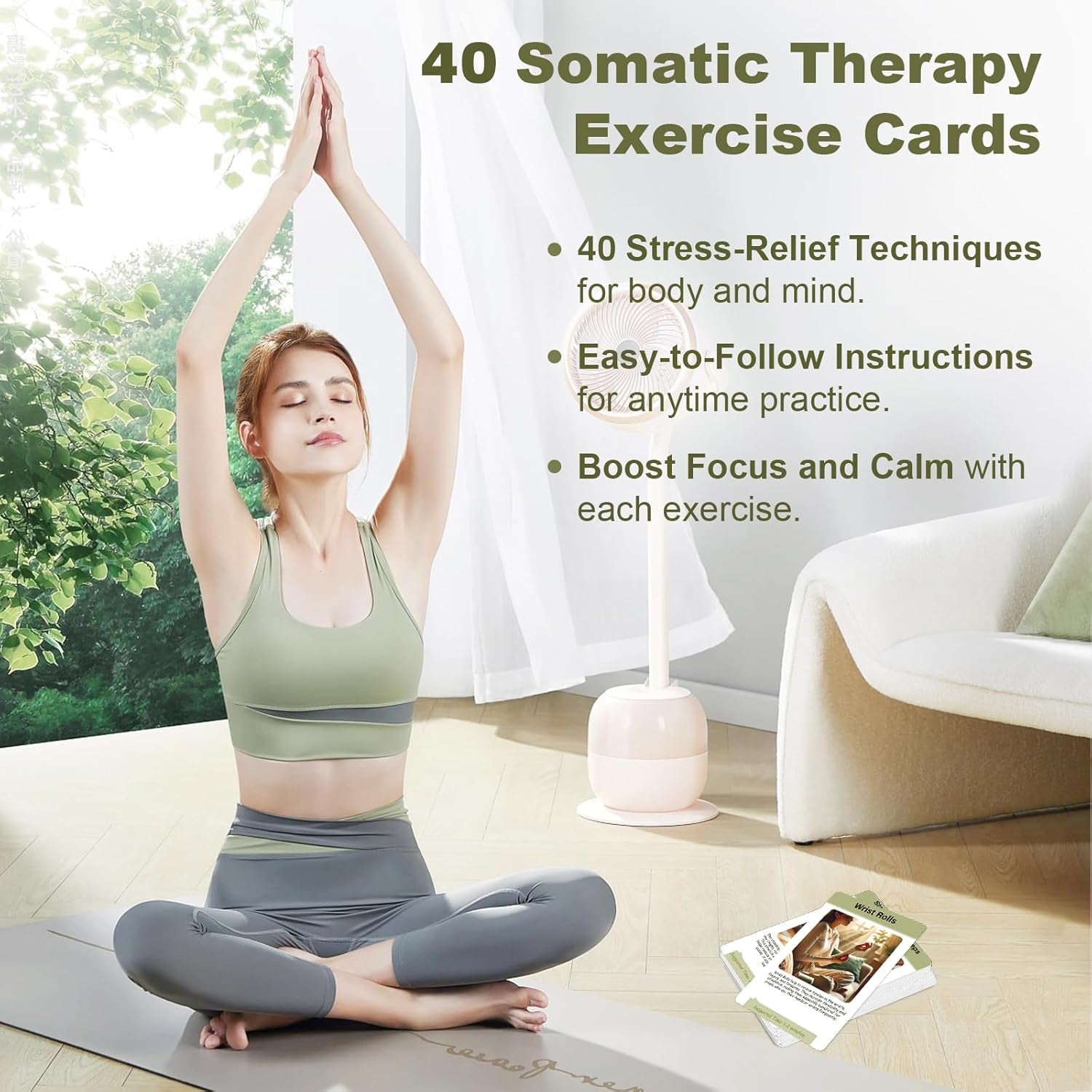 Somatic Therapy Exercise Cards - 40 Mindfulness Cards with Simple Practices, Coping Skills for Nervous System Regulation to Relieve Stress, Trauma Release and Reconnect with Your Body - 3.9”X5.9”