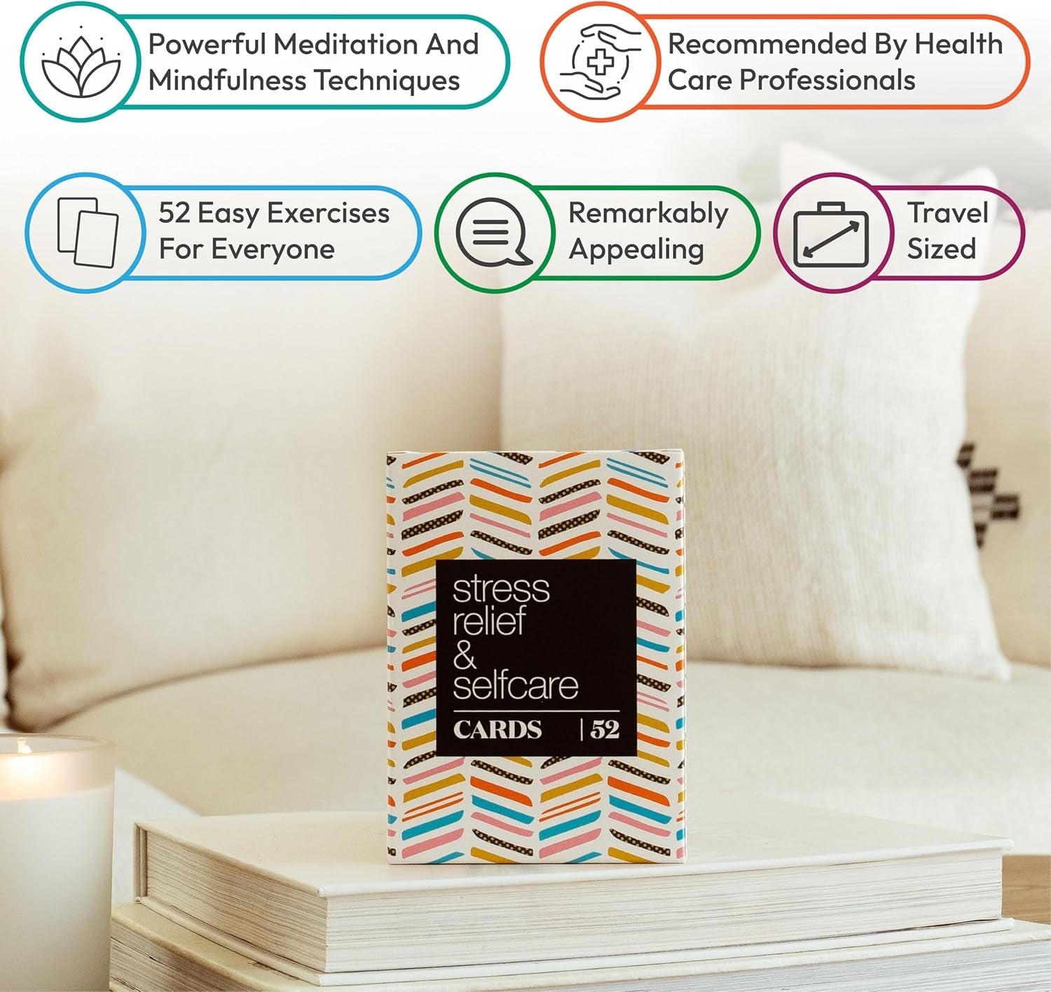 52 Stress Less & Self Care Cards - Mindfulness & Meditation Exercises - Anxiety Relief & Relaxation